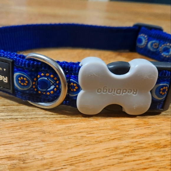Blue patterned dog collar sz L - Picture 1 of 3